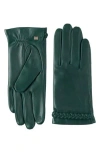 Bruno Magli Braided Cuff Leather Gloves In Green
