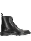 Bruno Magli Brogue-detail Lace-up Boots In Black