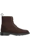 Bruno Magli Brogued Suede Ankle Boots In Brown