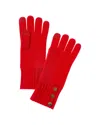 Bruno Magli Button Cuff Cashmere Gloves In Red