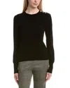 Bruno Magli Button Shoulder Wool & Cashmere Blend Sweater In Black