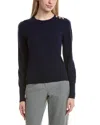 Bruno Magli Button Shoulder Wool & Cashmere-blend Sweater In Black