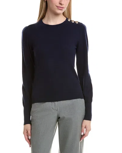 Bruno Magli Button Shoulder Wool & Cashmere-blend Sweater In Blue