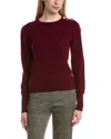 Bruno Magli Button Shoulder Wool & Cashmere Blend Sweater In Red