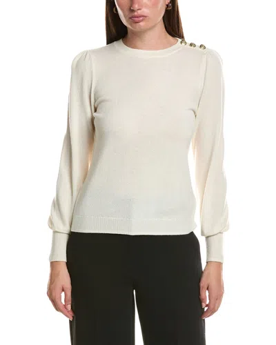 Bruno Magli Button Shoulder Wool & Cashmere-blend Sweater In White