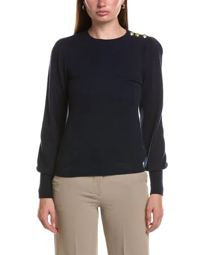 Bruno Magli Button Shoulder Wool & Cashmere-blend Sweater In Blue
