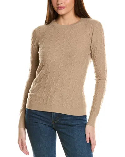 Bruno Magli Cable Crewneck Cashmere Sweater In Brown
