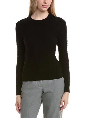 Bruno Magli Cable Crewneck Wool & Cashmere-blend Sweater In Black