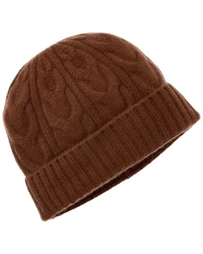 Bruno Magli Cable Cuffed Cashmere Hat In Brown