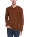 Bruno Magli Cable Front Merino Wool Polo Sweater In Brown