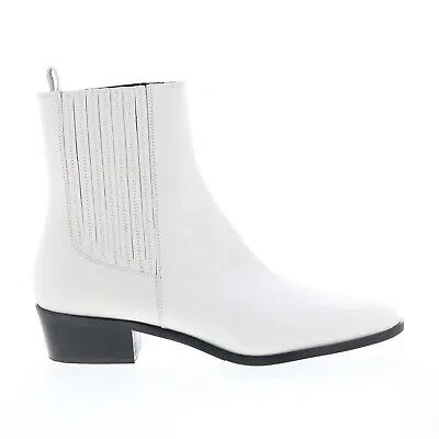 Pre-owned Bruno Magli Campo Bw1camg8 Womens White Leather Slip On Chelsea Boots 9.5