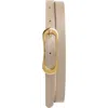 Bruno Magli Carla Slim Pebbled Leather Belt In Neutral