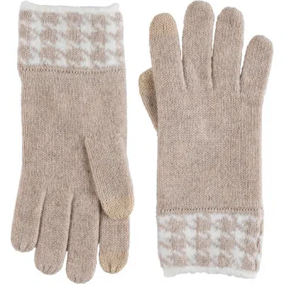 Bruno Magli Cashmere Houndstooth Gloves In Brown