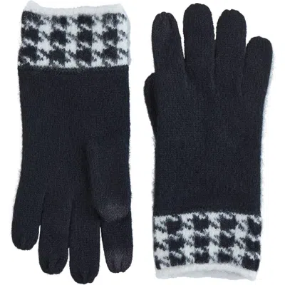Bruno Magli Cashmere Houndstooth Gloves In Multi