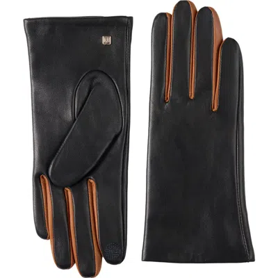 Bruno Magli Cashmere Lined Leather Gloves In Black