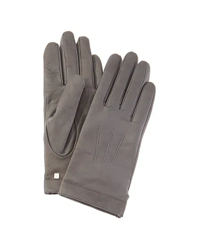 Bruno Magli Cashmere-lined Leather Gloves In Gray