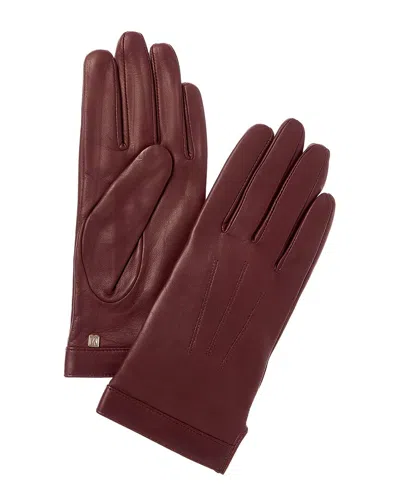 Bruno Magli Cashmere-lined Leather Gloves In Purple