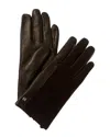 Bruno Magli Cashmere-lined Suede & Leather Gloves In Black