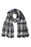 Bruno Magli Cashmere Plaid Scarf In Gray