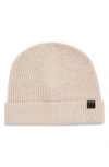 Bruno Magli Cashmere Rib Knit Cuffed Beanie In Neutral