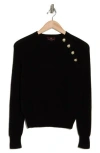 Bruno Magli Cashmere Rib Raglan Crew Sweater In Black