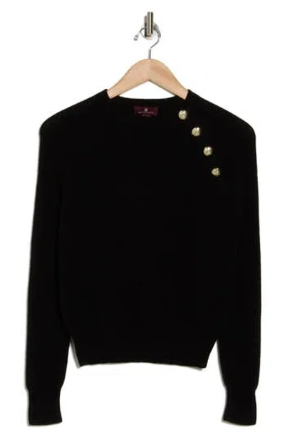 Bruno Magli Cashmere Rib Raglan Crew Sweater In Navy