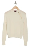 Bruno Magli Cashmere Rib Raglan Crew Sweater In Ivory