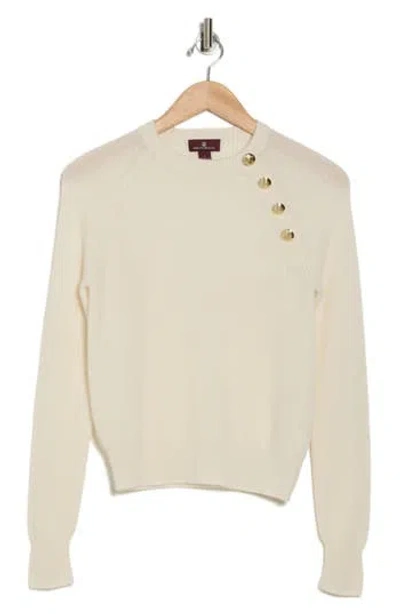 Bruno Magli Cashmere Rib Raglan Crew Sweater In Ivory