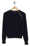 Bruno Magli Cashmere Rib Raglan Crew Sweater In Navy