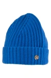 Bruno Magli Cashmere Ribbed Knit Beanie In Blue