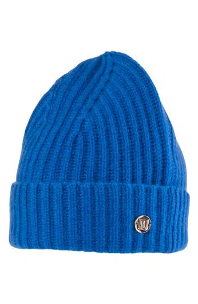 Bruno Magli Cashmere Ribbed Knit Beanie In Blue