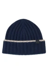 Bruno Magli Cashmere Wide Rib Beanie In Blue
