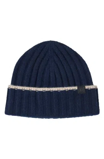 Bruno Magli Cashmere Wide Rib Beanie In Blue