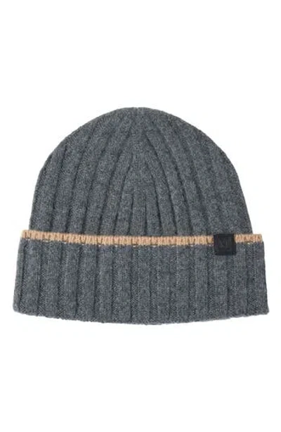 Bruno Magli Cashmere Wide Rib Beanie In Green