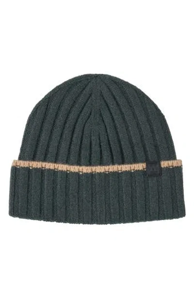 Bruno Magli Cashmere Wide Rib Beanie In Green