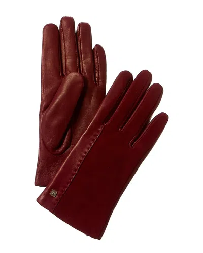 Bruno Magli Cashmere-lined Suede & Leather Gloves In Brown