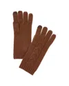 Bruno Magli Center Cable Cashmere Gloves In Brown