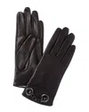 Bruno Magli Chain Cuff Cashmere-lined Leather Gloves In Black