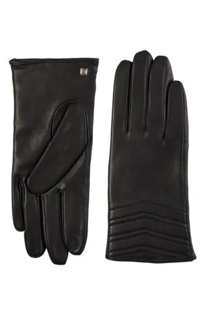 Bruno Magli Chevron Quilt Leather Gloves In Touch Tech Black