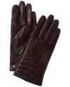 Bruno Magli Chevron Quilted Cashmere-lined Leather Gloves In Brown