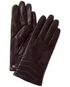 Bruno Magli Chevron Quilted Cashmere-lined Leather Gloves In Brown
