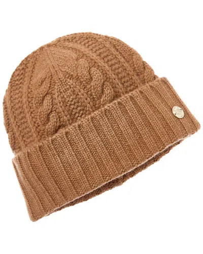 Bruno Magli Chunky Cable Cuffed Cashmere Hat In Brown