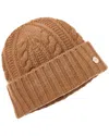 Bruno Magli Chunky Cable Cuffed Cashmere Hat In Brown