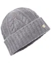 Bruno Magli Chunky Cable Cuffed Cashmere Hat In Gray