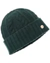 Bruno Magli Chunky Cable Cuffed Cashmere Hat In Green