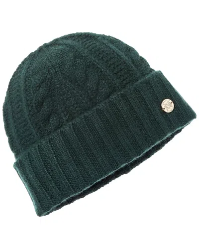 Bruno Magli Chunky Cable Cuffed Cashmere Hat In Green