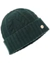 Bruno Magli Chunky Cable Cuffed Cashmere Hat In Green