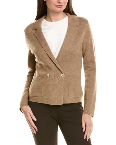 Bruno Magli Contrast Trim V-neck Wool Cardigan In Brown
