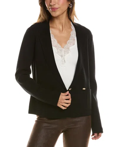 Bruno Magli Contrast Trim V-neck Wool Cardigan In Black