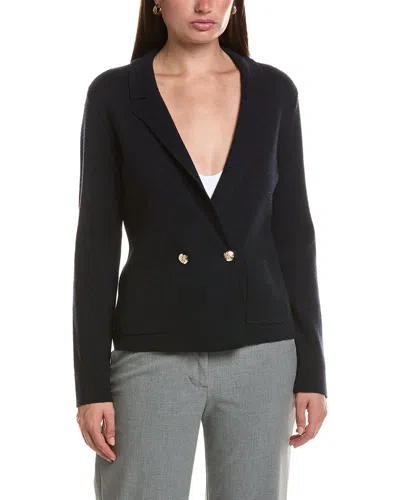 Bruno Magli Contrast Trim V-neck Wool Cardigan In Navy